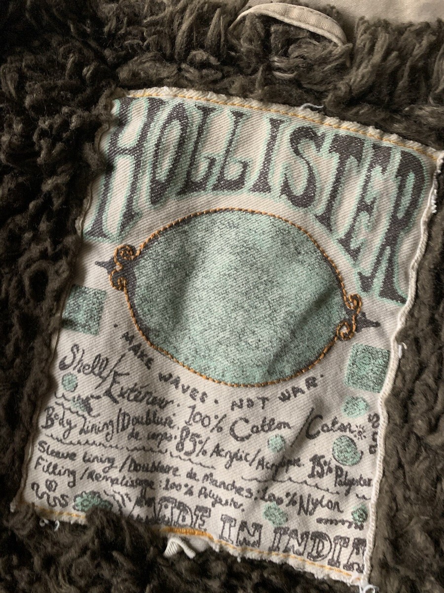 RARE 90s y2k VINTAGE HOLLISTER MILITARY FAUX FUR JACKET