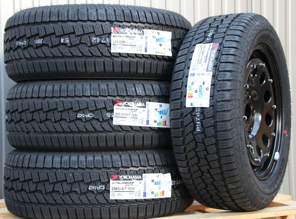 VW Bus T5 T6.1 Satz Räder Stahlfelgen schwarz Yokohama Off Road Ganzjahresreifen - Bild 4 von 4