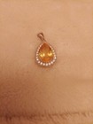 Schöner Silber 925 Anhänger Birnenschliff gelber Citrin Anhänger weiße Zirkone Heiligenschein 