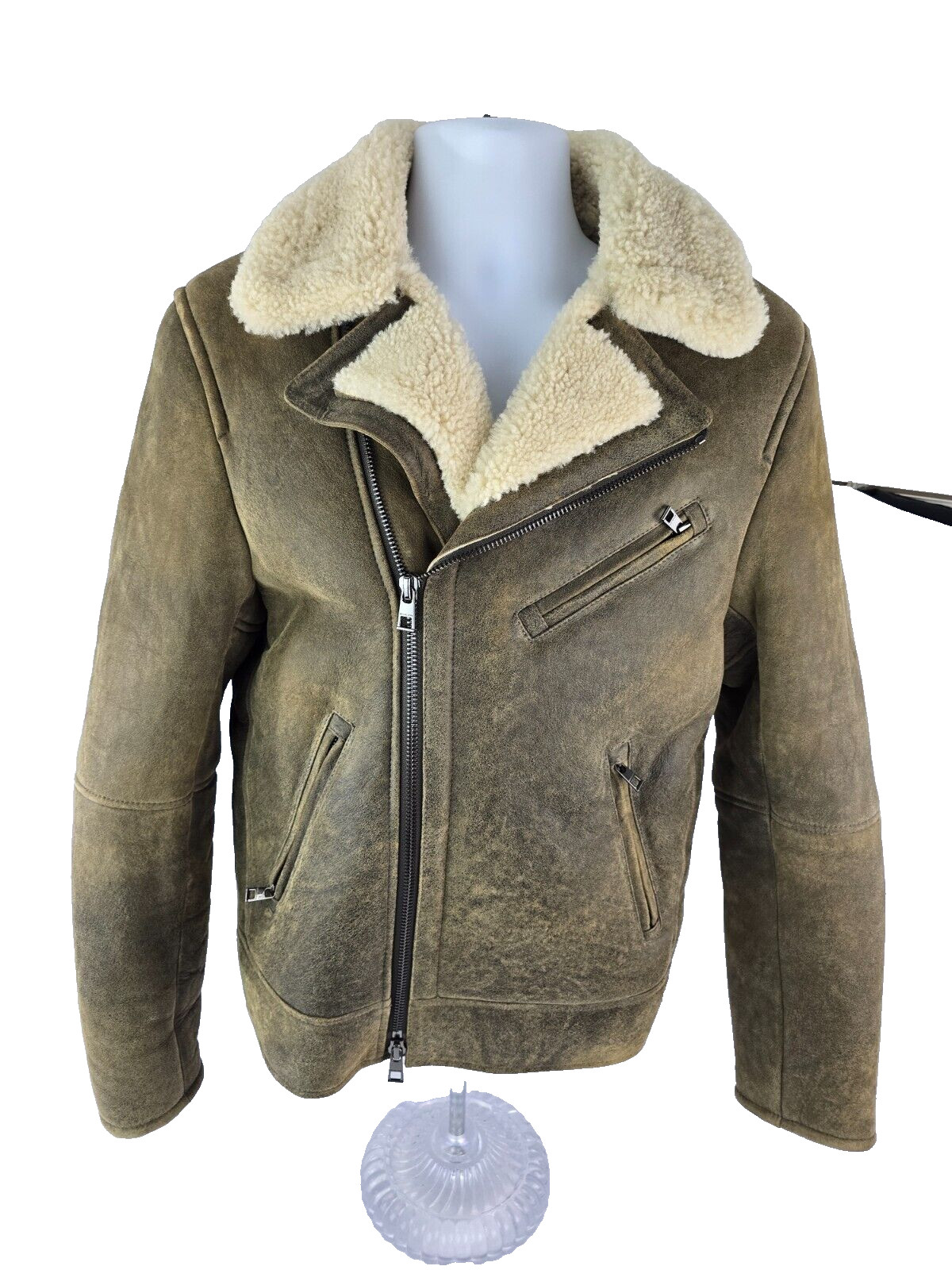 Michael Kors Leather Shearling Sheepskin B-3 Bomber Aviator Biker Suede Jacket S image 2