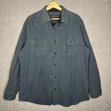Grizzly Mountain Shirt Mens XL Blue/Gray Flannel Long Sleeve Button Up Outdoors