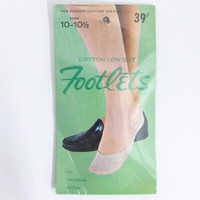 Vintage Sheer Cotton Toe Footlets Pre Shrunk Size 10-10 1/2 NEW Socks