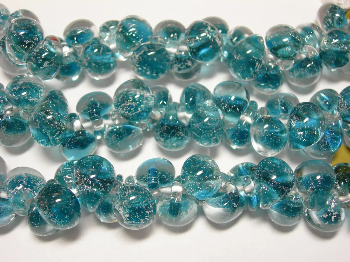 Spectacular! Lampworked Boro Glass Teardrop Beads 25 J2