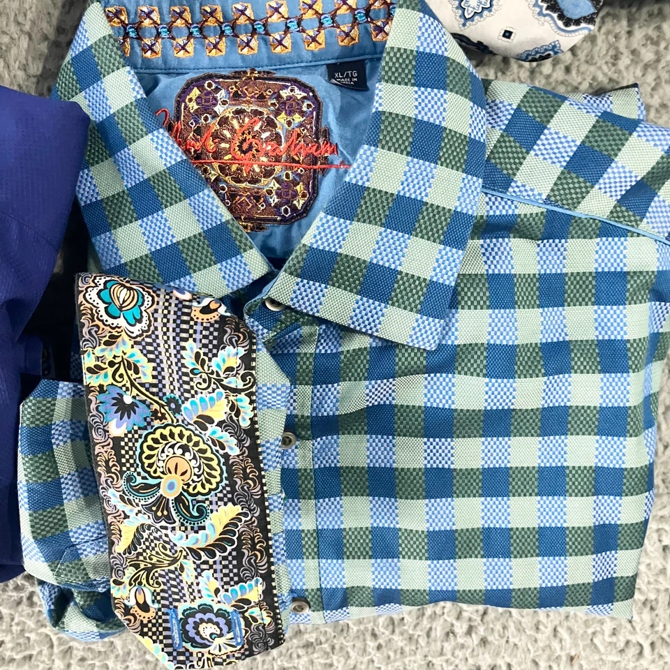 Lote De 7 Camisas Robert Graham Para Hombres XL Abotonadas Manga Larga Puños Abatibles Patrón Foto 3 de 4