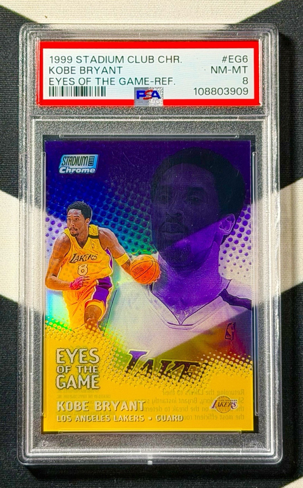 1999 STADIUM CLUB CHROME EYES OF THE GAME REFRACTOR KOBE BRYANT EG6 Lakers PSA 8