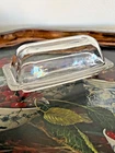 PYREX Clear Glass Covered Butter Dish Top & Base 72-B USA Vintage Kitchen