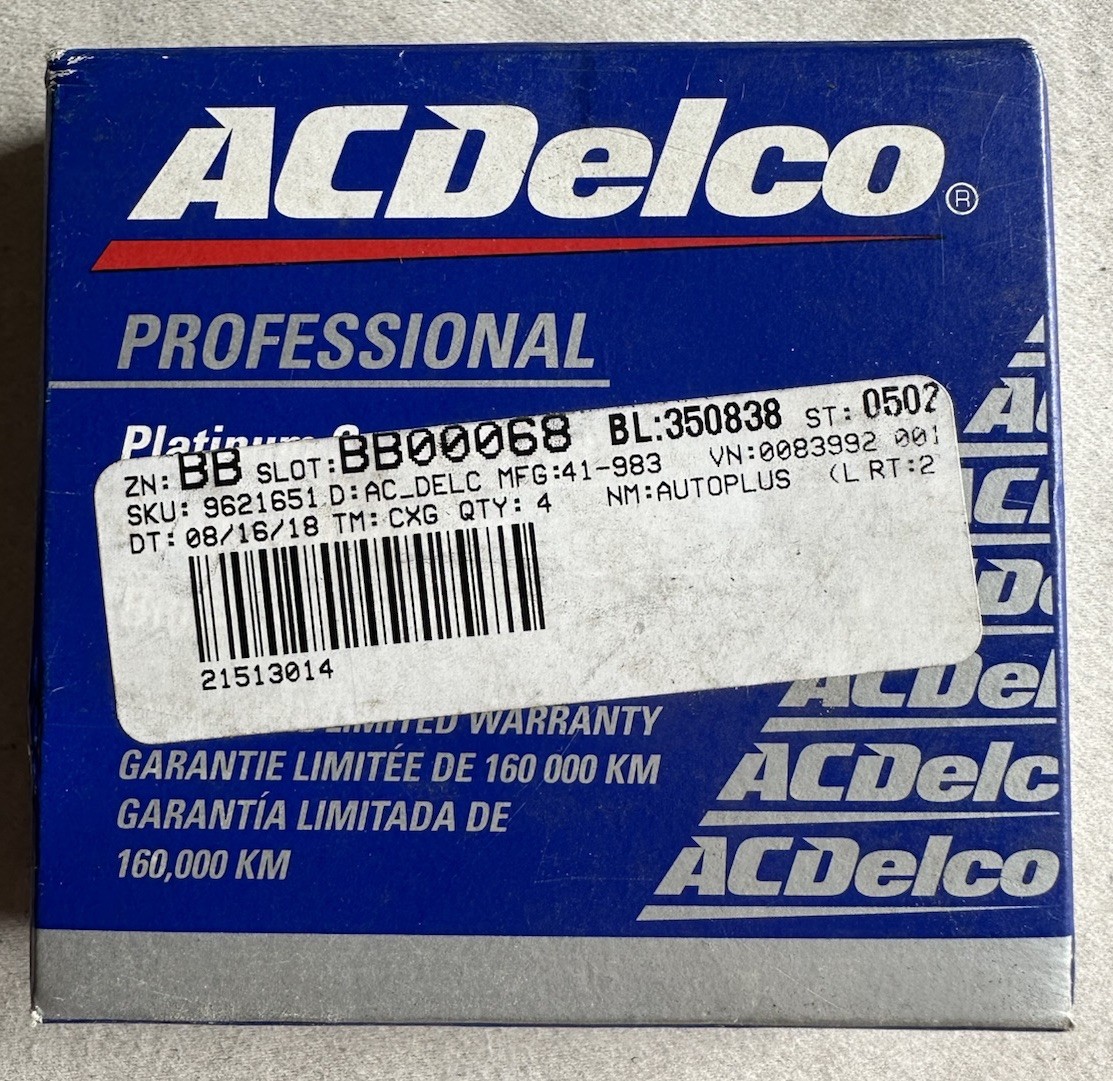 4 Pack ACDelco 41-983 12679800 Spark Plug Fits 2002-2005 Cadillac Escalade