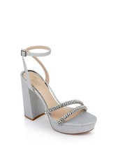 JEWEL BADGLEY MISCHKA Womens Silver Rosa Open Block Heel Sandals Shoes 9