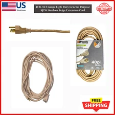 40 ft. 16/3 Gauge Light Duty General Purpose SJTW Outdoor Beige Extension Cord