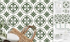 7.87" x 7.87" Peel and Stick Floor Tile 7.87 x 7.87 Inch 20 Green Retro Design