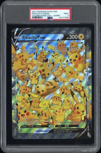 2021 Pokemon Celebrations Collection SWSH Pikachu V-Union Jumbo Promo PSA 9