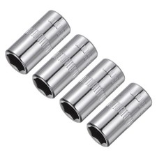 4 Pcs 1/4" Drive 8mm 6-Point Shallow Socket Repairing Parts Metric Chrome Plated