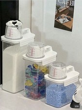 Waschmittel Behälter Aufbewahrung Box Pulver Flüssig Caps mit Messbech