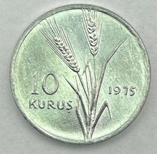 1975 Turkey 10 Kurus KM#898a Aluminum FAO UNC Uncirculated Only 517K Minted Coin
