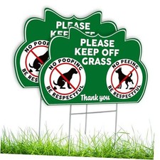 2 PC Keep Off Grass Sign with Stake, 8x12 Double Sided Coroplast Be