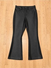 American Eagle Black Faux Leather Stretch Bootcut Pants 12 Short