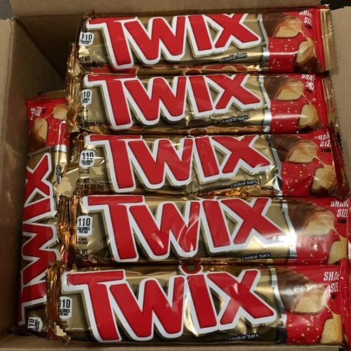 48 Bars Twix Caramel Milk Chocolate Share Size Large Candy Cookie Bar 3.02oz