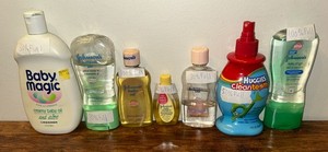 Vintage Baby Care Lot - Mixed Fill Levels - Johnson's, Huggies, Baby Magic