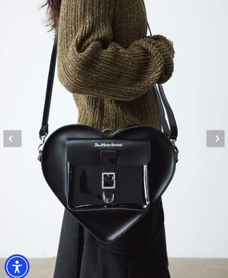 Dr. Martens Heart Backpack Black Kiev Smooth Leather Patent Crossbody Bag-pack
