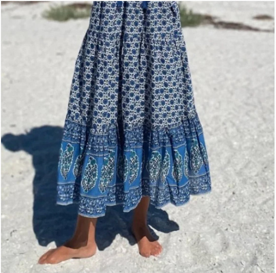 Emerson Fry India Collection Indigo Heirloom Maxi Dress S image 5
