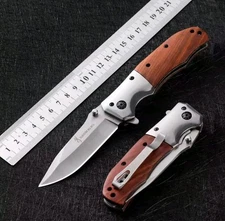 Browning Folding Knife - Stainless Steel & Imitation Wood Handle | Stylish & Sturdy