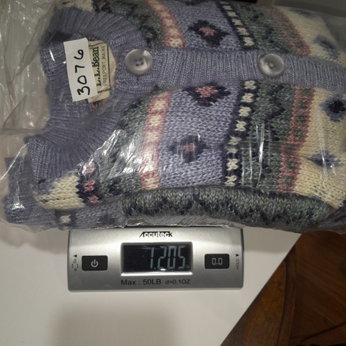 LL Bean Cardigan Womens S Blue Fair Isle Nordic Mohair Blend Sweater Vintage USA - Picture 9 of 9