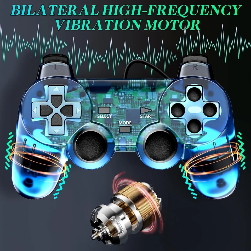 Ergonomic Wired Gamepad for PlayStation 2 - 5.6 ft Cable, Double Shock Design - Image 4 of 4
