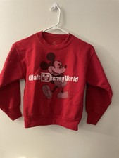 Vintage Mickey Mouse Disney Red Pullover Crewneck Sweatshirt Kids Small Wdw