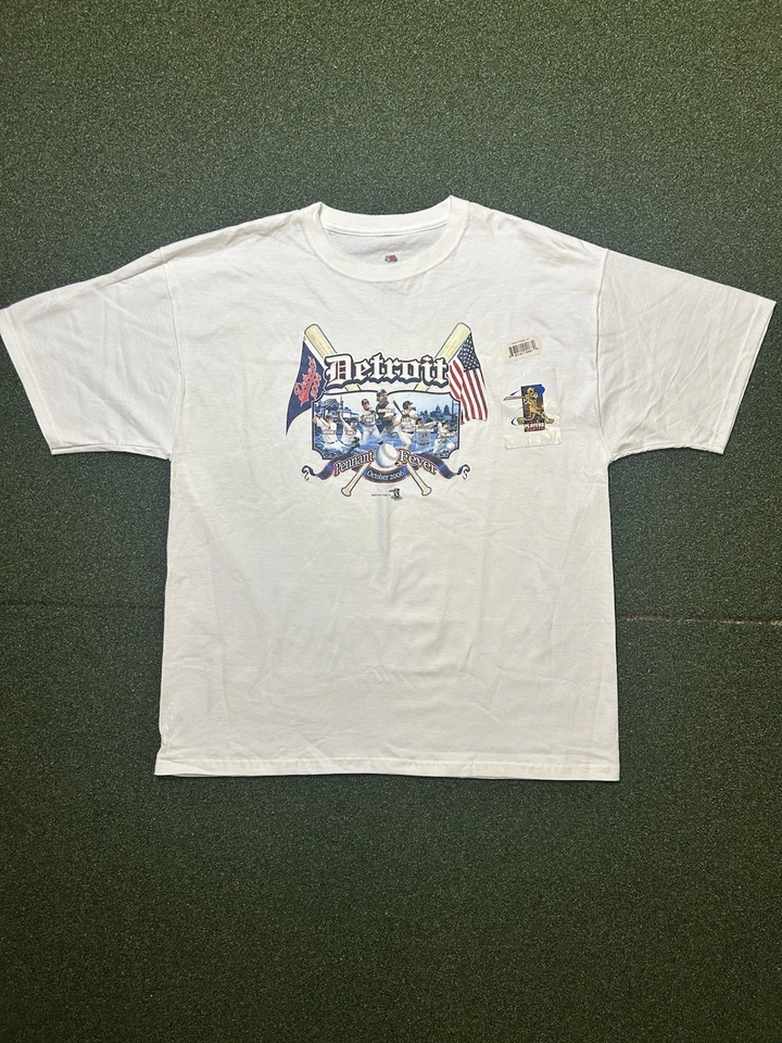Detroit Tigers Vintage Y2K Pennant Race MLB Baseball Size XL Playoffs T Shirt - Image 2 of 4