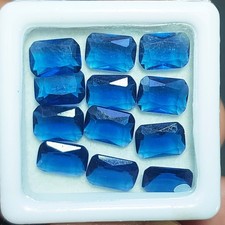 Natural Blue Sapphire Emerald Cut 7x5 mm 12 Pcs Certified Loose Gemstone Lots