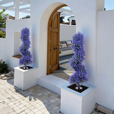 Artificial Lavender Spiral Topiary Trees, Faux Plant Outdoor, Purple Fake Plant