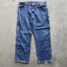 Dickies Jeans Mens 38x30 Blue Denim Carpenter Workwear Baggy Utility Pants