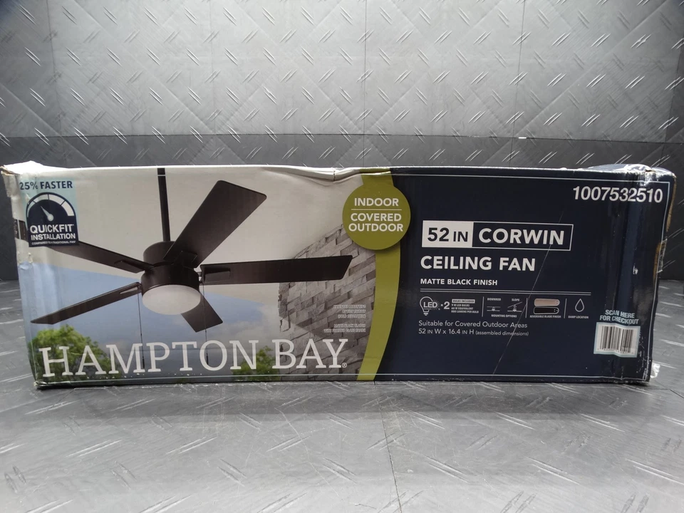 Hampton Bay 52 in. Corwin Indoor/Outdoor Matte Black LED Ceiling Fan 1007532510 - Image 3 of 4