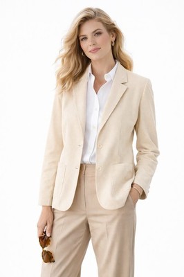 vintage 70s ADOLPH SCHUMAN LILLI ANN ultrasuede blazer jacket LARGE ivory retro