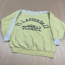 Vintage 60s 50s Flock Print Florida Sweatshirt Raglan Souvenir Ft Lauderdale S