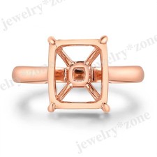 10x8mm Cushion Semi Mount Ring 925 Sterling Silver Rose Gold Solitaire Ring