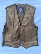 Wilsons Adventure Bound Leather Waistcoat Motorcycle Biker Vest Xl Button Up