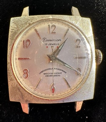Vintage Dominion Men s Watch 17 Jewels Gold Tone   Working Condition, No Band