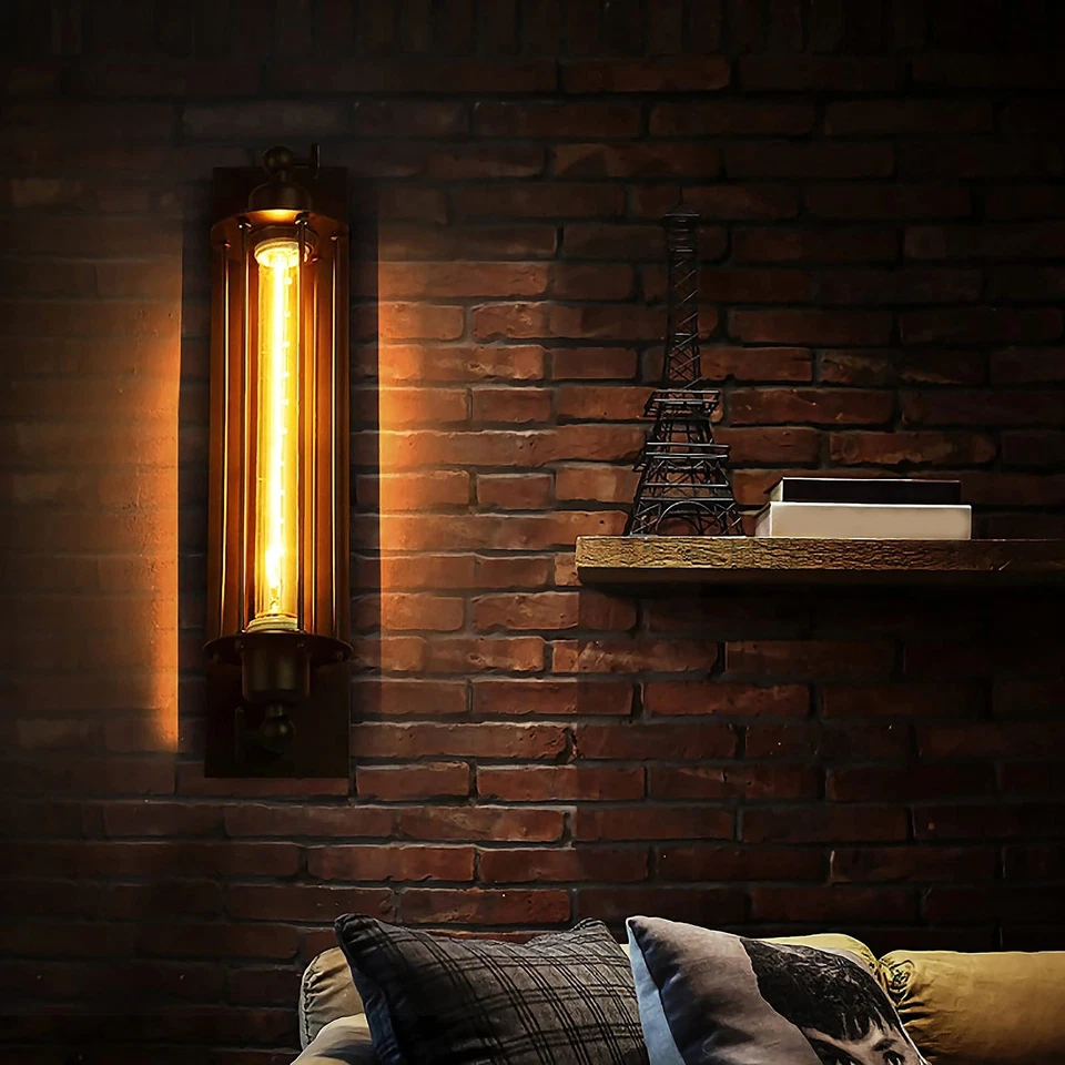 Luminária de parede rústica, luzes de arandela de parede internas industriais vintage, forjada retrô... - Imagem 2 de 4