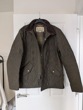 Barbour Quilted Jacket Mens Large Olive Green Cord Collar Classic Country Coat