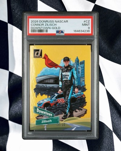 2026 Panini Donruss NASCAR Connor Zilisch Gold Downtown #/10 PSA 9 MINT