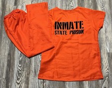 Spirit Halloween Womens S/M Innocent Inmate Prisoner Halloween Costume Orange