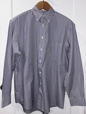 Enro Men  s 16.5 34/35 Dress Shirt Blue White Stripe Non-Iron 100 Cotton