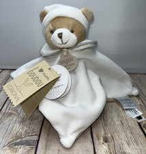 DouDou et Compagnie Paris Teddy Bear Plush Lovey Security Blanket 10" White NEW