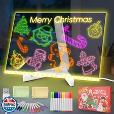 Led Note Board, 11.8x6-inch Illuminated Dry Erase Board with Stan