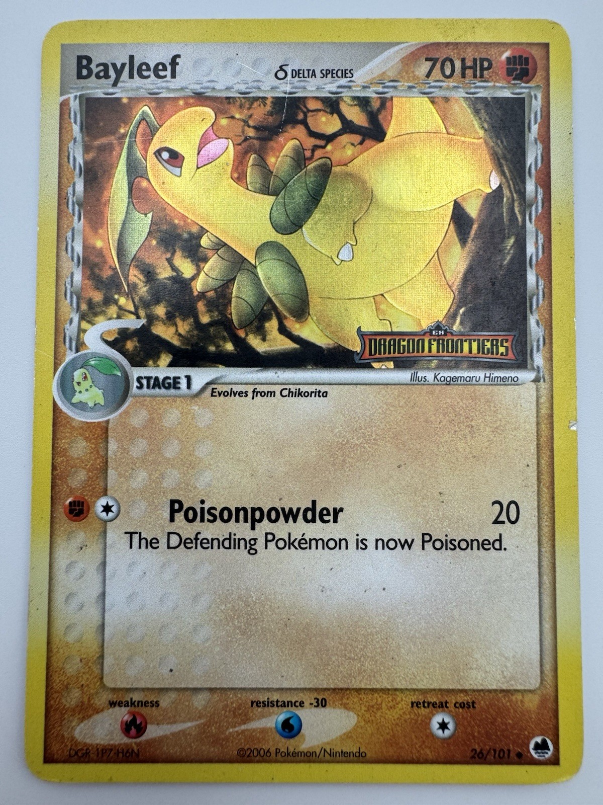 Bayleef 26/101 Stamped Reverse Holo EX Dragon Frontiers 2006 Pokemon TCG HP