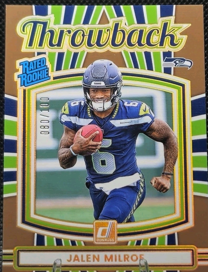 Jalen Milroe Rated Rookie 2025 Donruss Throwback 80/100 Bronze Seattle Seahawks
