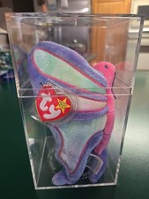 1999TY Beanie Babie Flitter the Butterfly Plush Toy Tag Pro W/Acrylic Case Mint