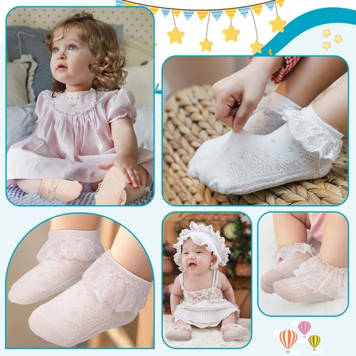 Preemie Socks Baby Girl Super Soft Infant Newborn Socks Baby Girl Ruffle Sock - 第 4/7 張圖片