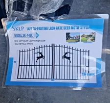 SKLP 14'x7' Bi-Parting Iron Gate Deer Motif Style SK-14BL